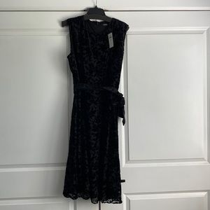 New Lauren Ralph Lauren Women’s Burn Out Black Velvet Cocktail Dress sz 16